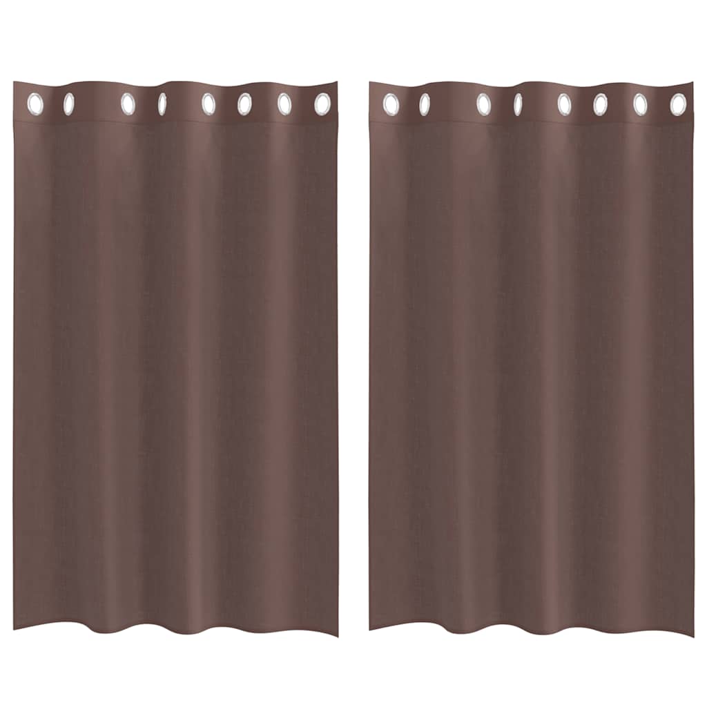 Voile gardiner med genomföringar 2 st brun 140x175 cm