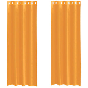 Voile gardiner med genomföringar 2 st orange 140x260 cm
