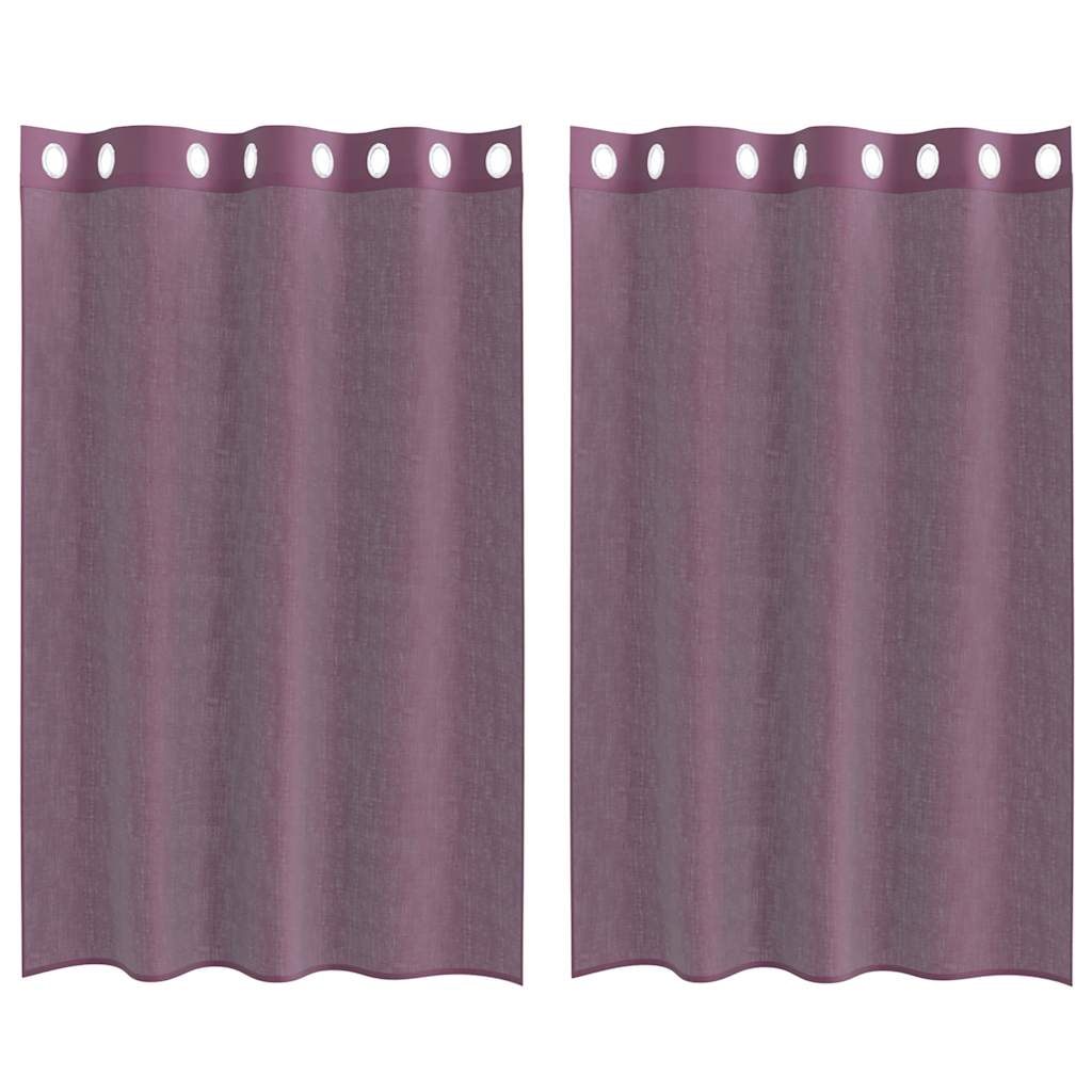 Voile gardiner med genomföringar 2 st lila 140x175 cm