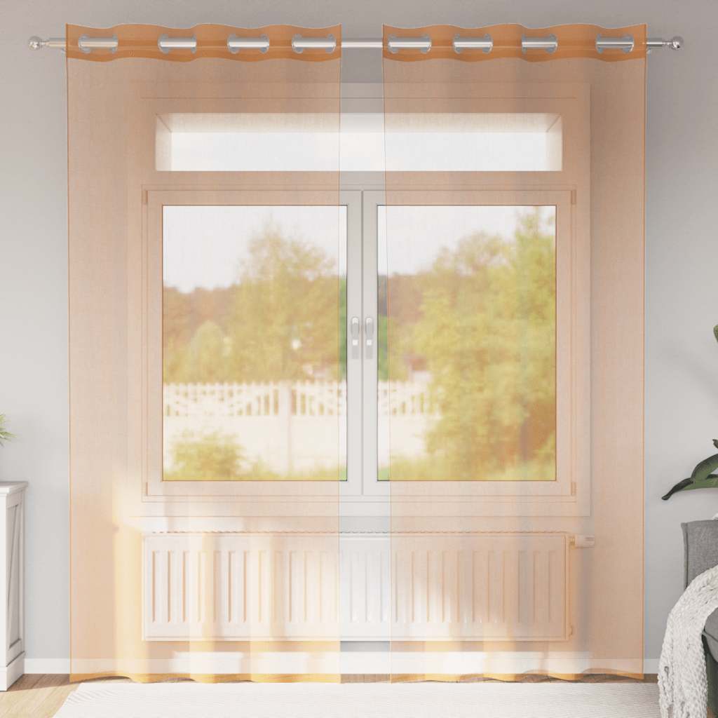 Voile gardiner med genomföringar 2 st terrakotta