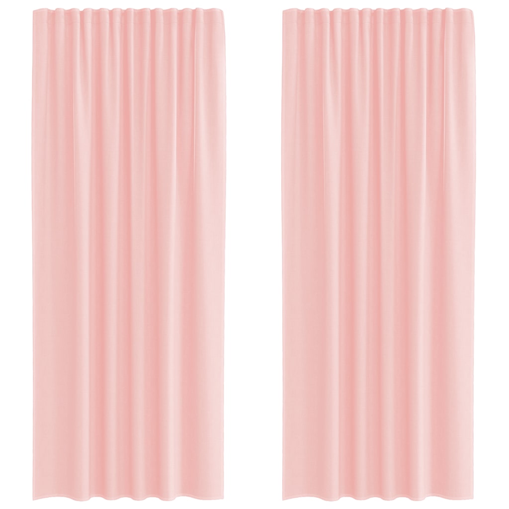 Voile gardiner med stångfickor 2 st rosa