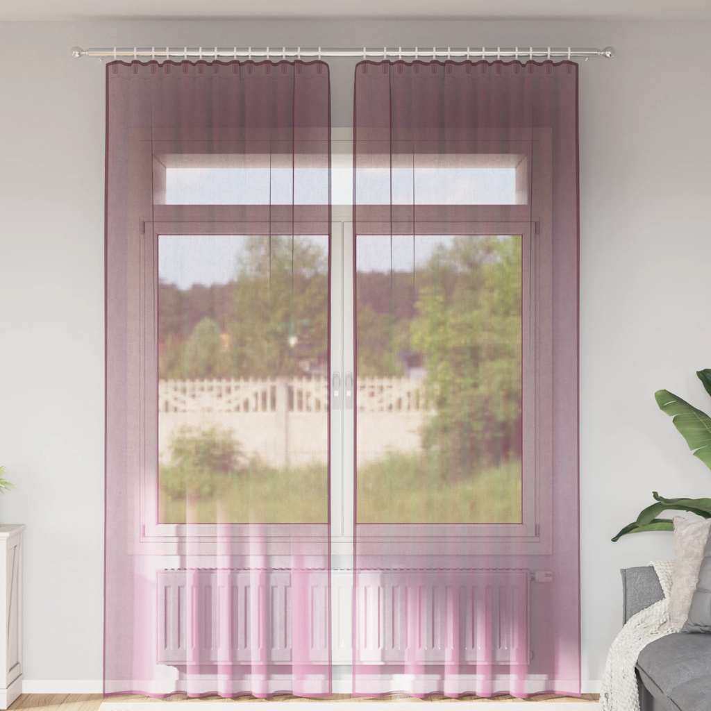 Voile gardiner med stångfickor 2 st lila