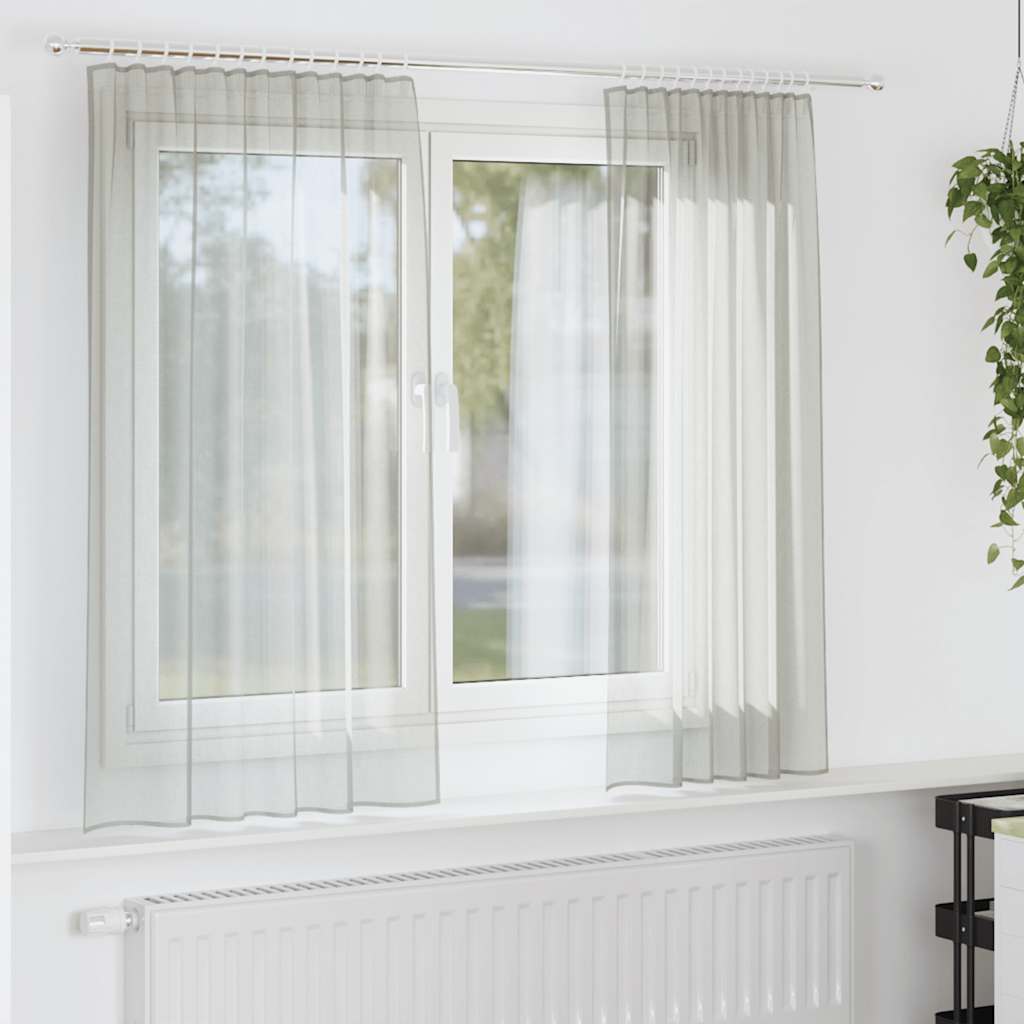 Voile gardiner med stångfickor 2 st ljusgrå