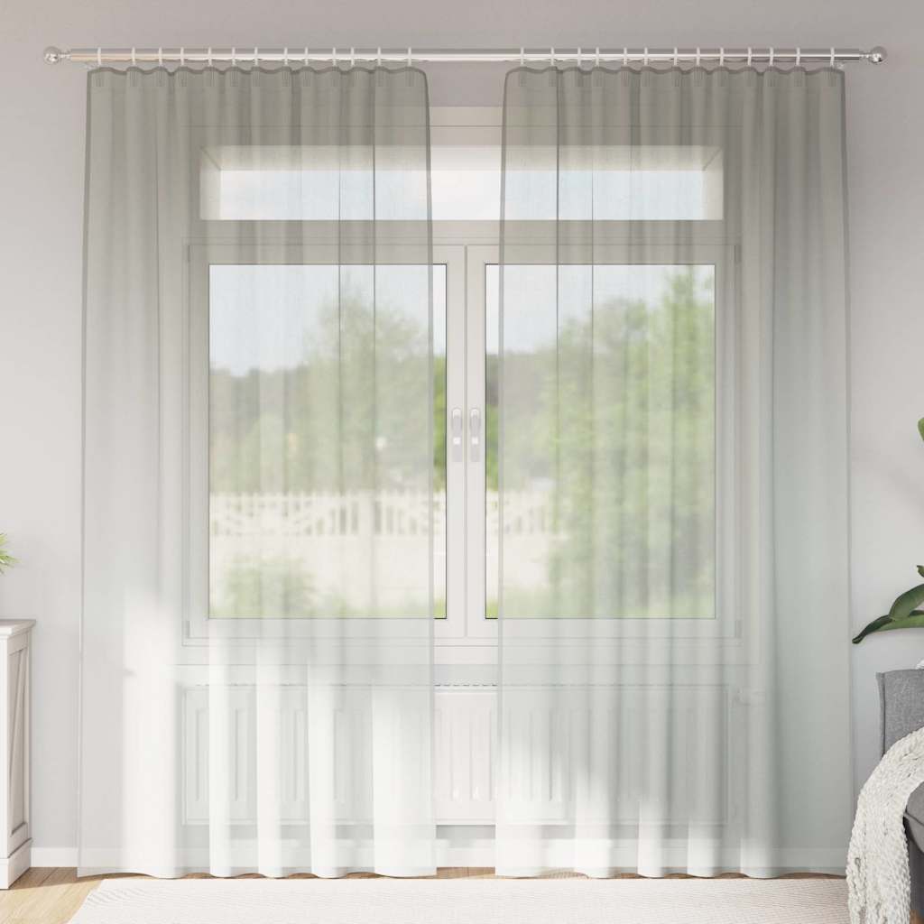 Voile gardiner med stångfickor 2 st ljusgrå