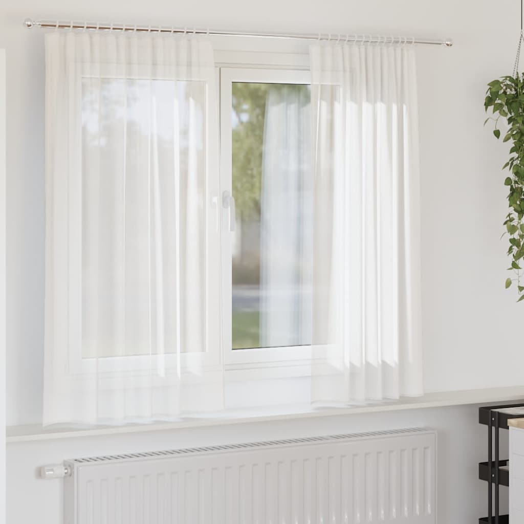 Voile gardiner med stångfickor 2 st vit
