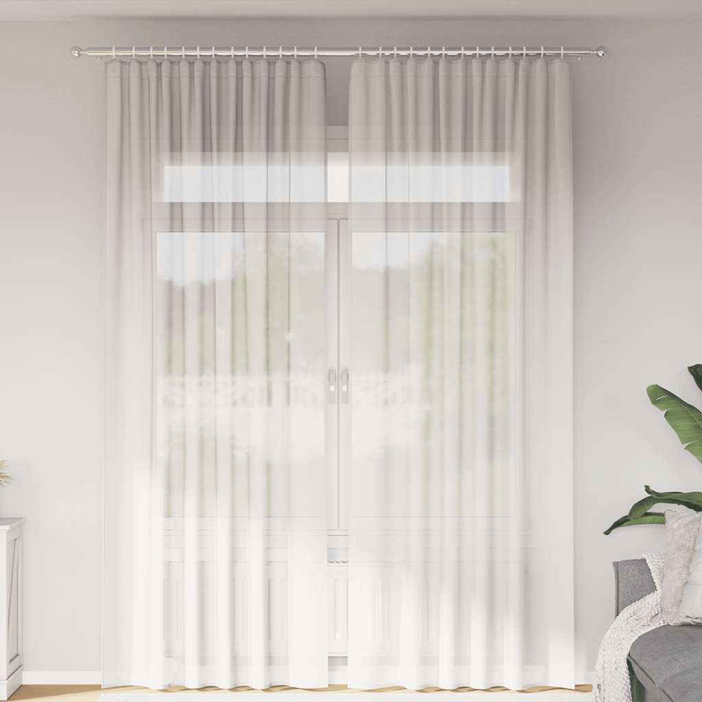 Voile gardiner med stångfickor 2 st vit