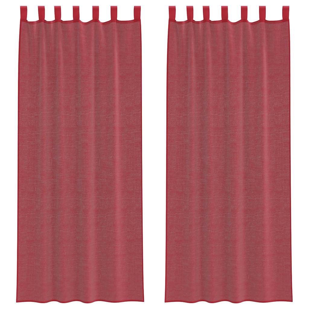 Voile gardiner med stångfickor 2 st vinröd