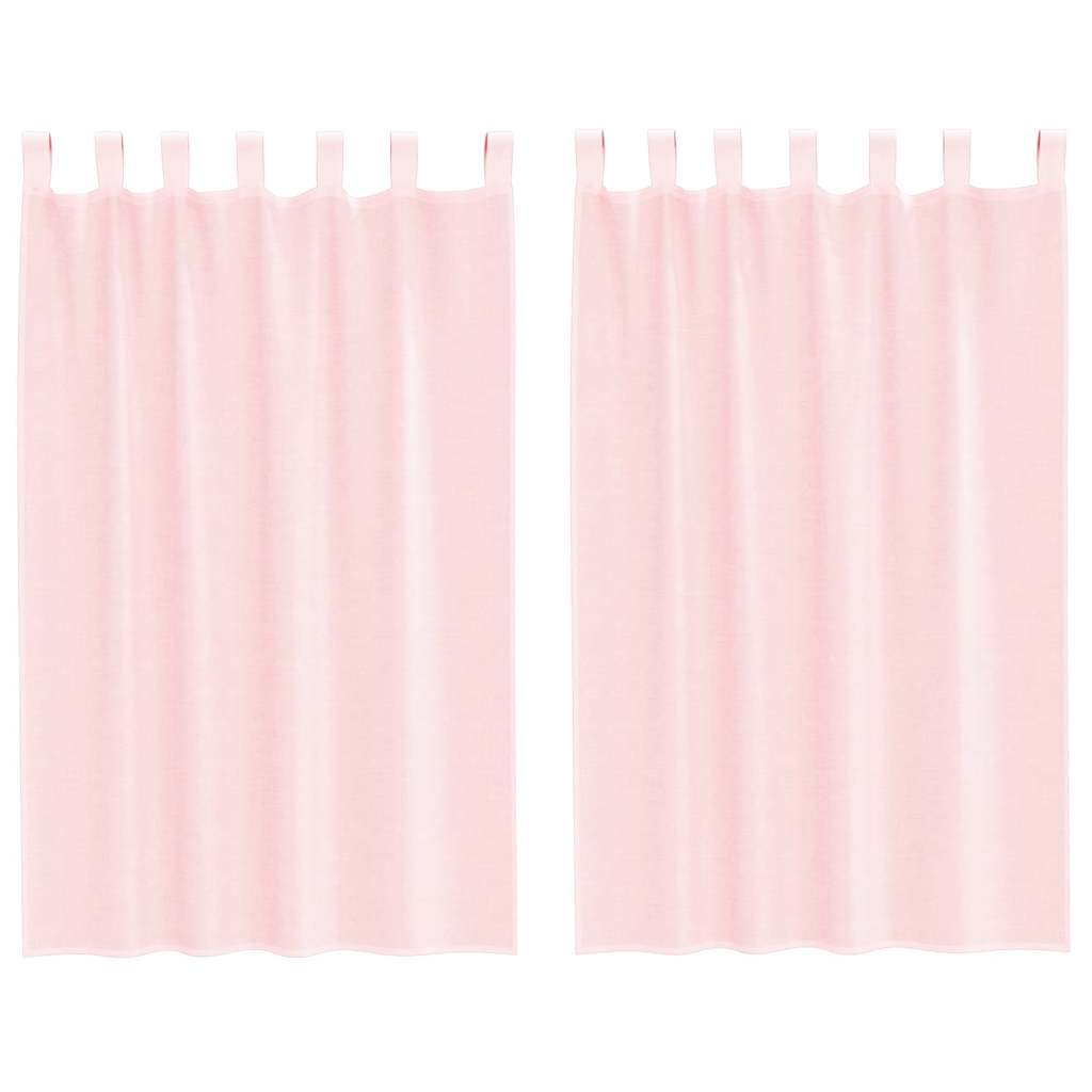 Voile gardiner med öglor 2 st ljusrosa 140x175 cm
