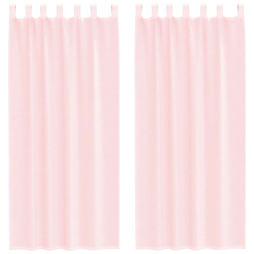 Voile gardiner med öglor 2 st ljusrosa 140x225 cm
