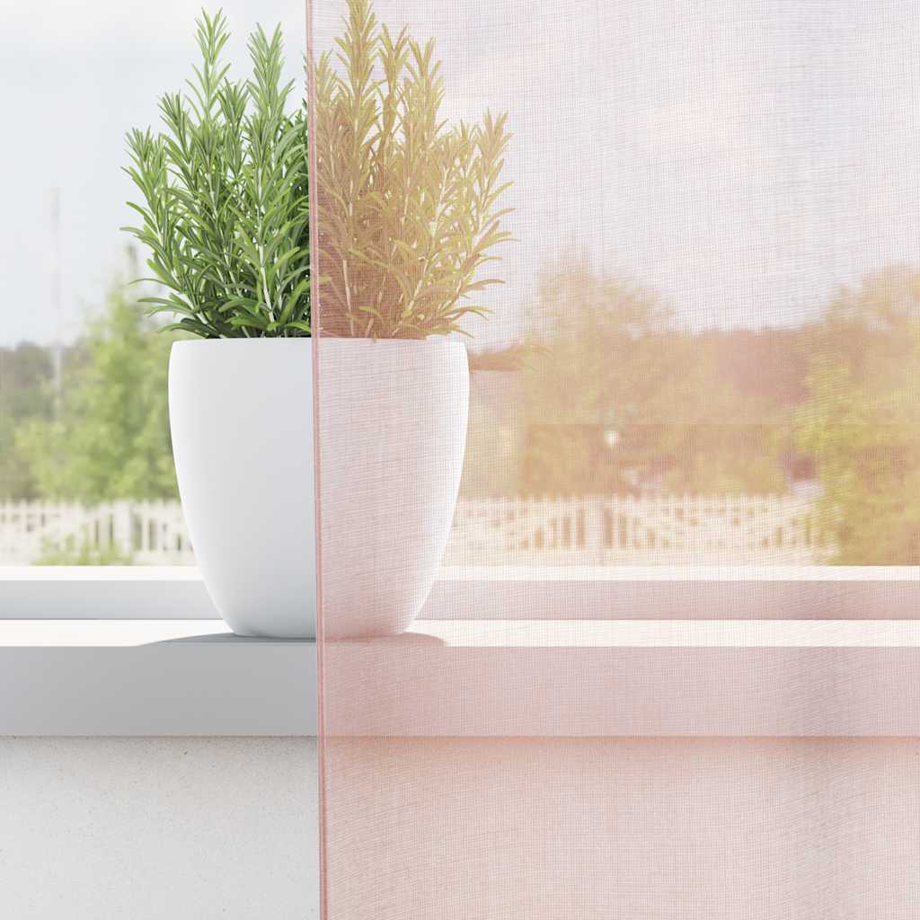 Voile gardiner med öglor 2 st ljusrosa 140x225 cm