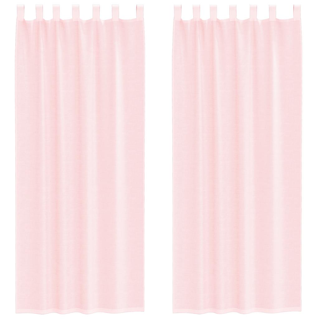 Voile gardiner med öglor 2 st ljusrosa 140x260 cm