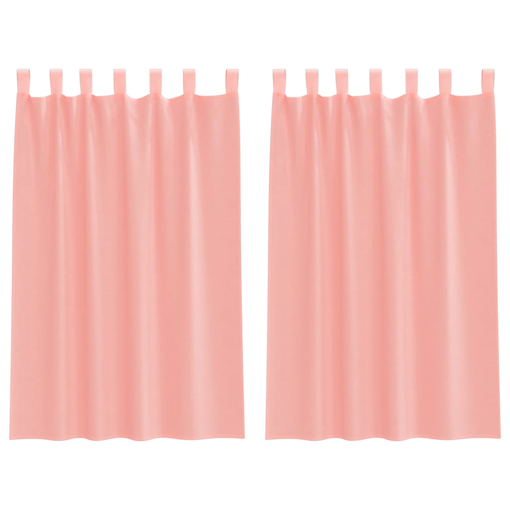 Voile gardiner med öglor 2 st rosa 140x175 cm