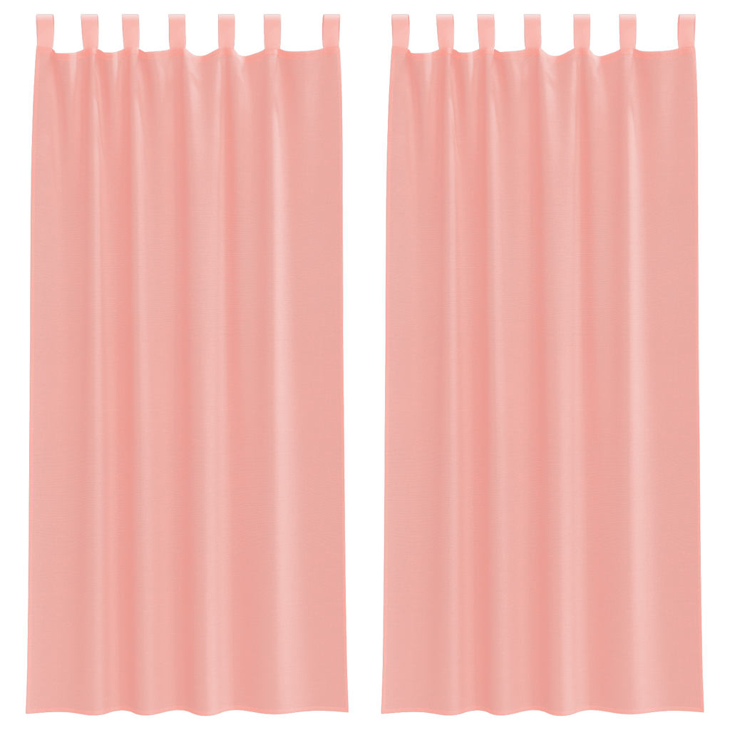 Voile gardiner med öglor 2 st rosa 140x225 cm