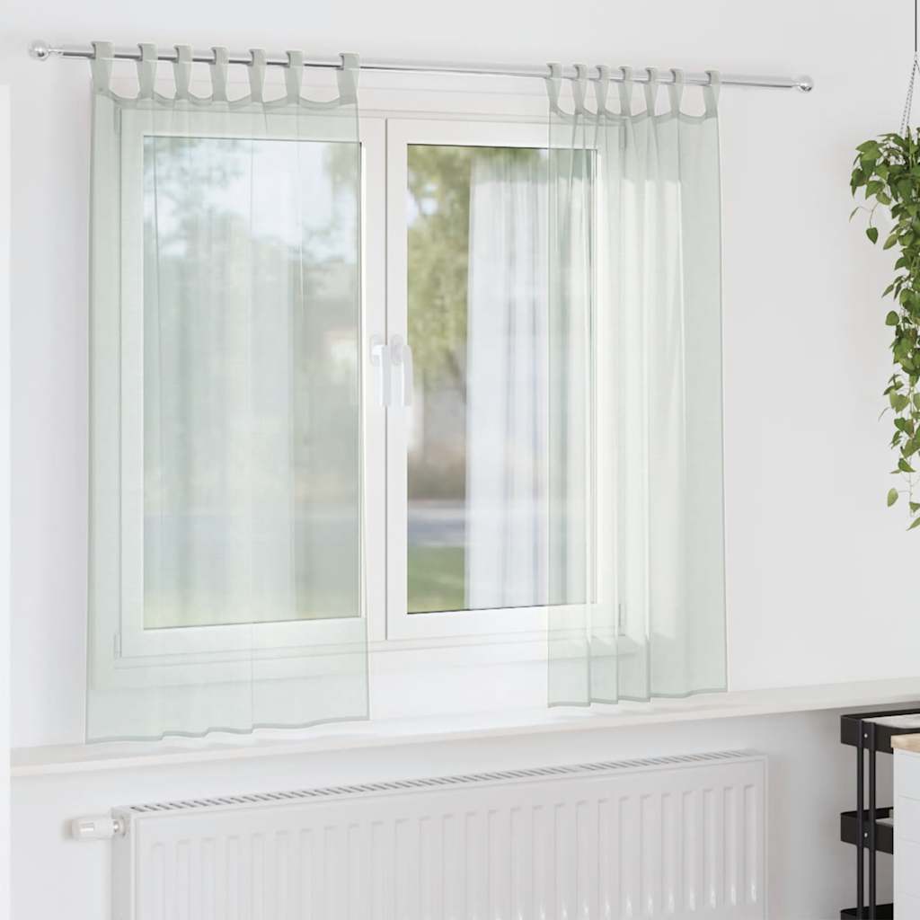 Voile gardiner med öglor 2 st ljusgrå 140x140 cm