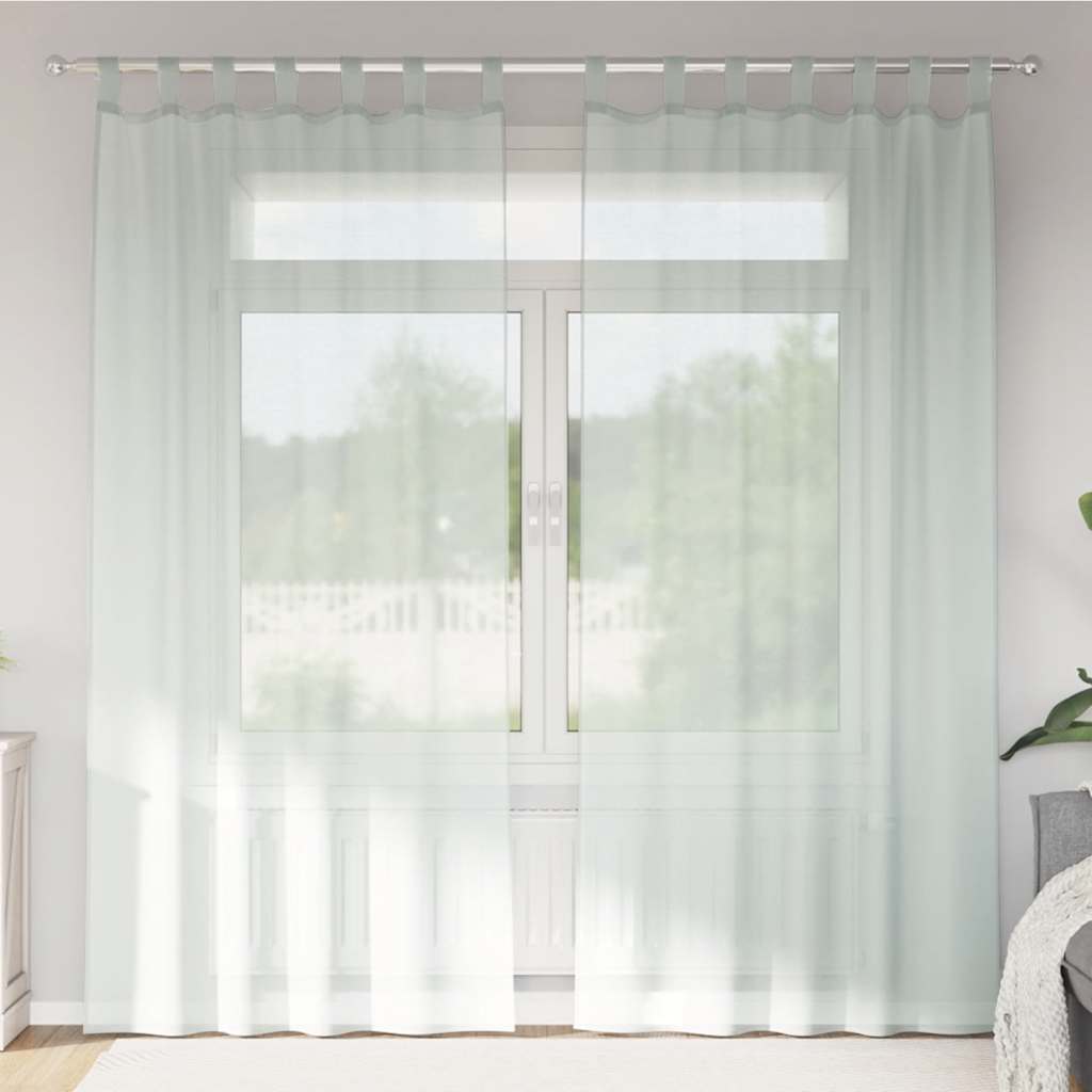 Voile gardiner med öglor 2 st ljusgrå 140x225 cm