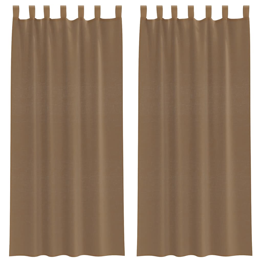 Voile gardiner med öglor 2 st ljusbrun 140x245 cm