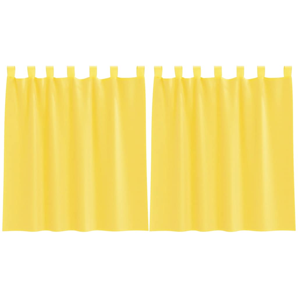 Voile gardiner med öglor 2 st gul 140x140 cm