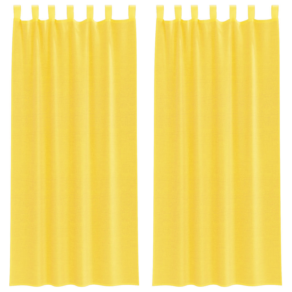 Voile gardiner med öglor 2 st gul 140x245 cm