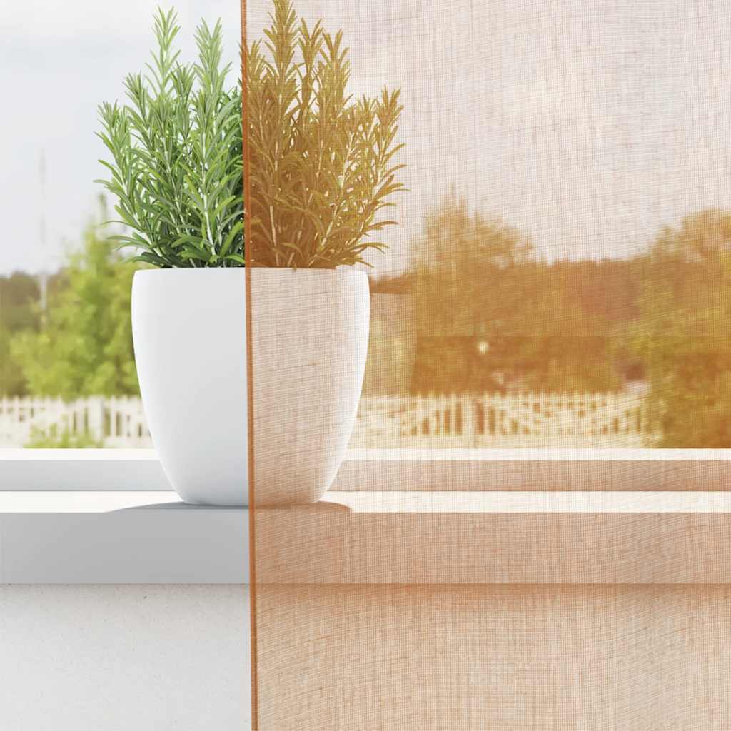 Voile gardiner med öglor 2 st terrakotta 140x140 cm