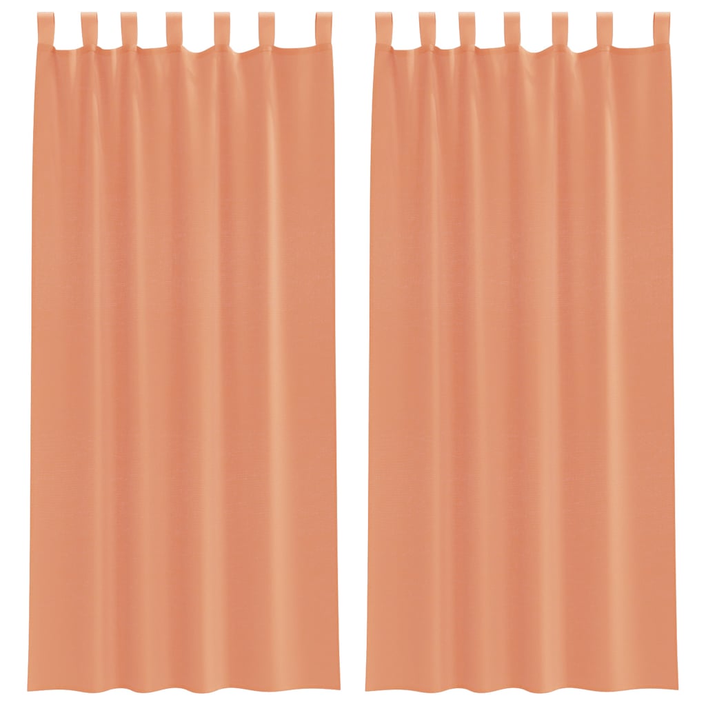 Voile gardiner med öglor 2 st terrakotta 140x225 cm