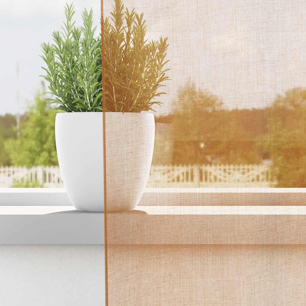 Voile gardiner med öglor 2 st terrakotta 140x245 cm