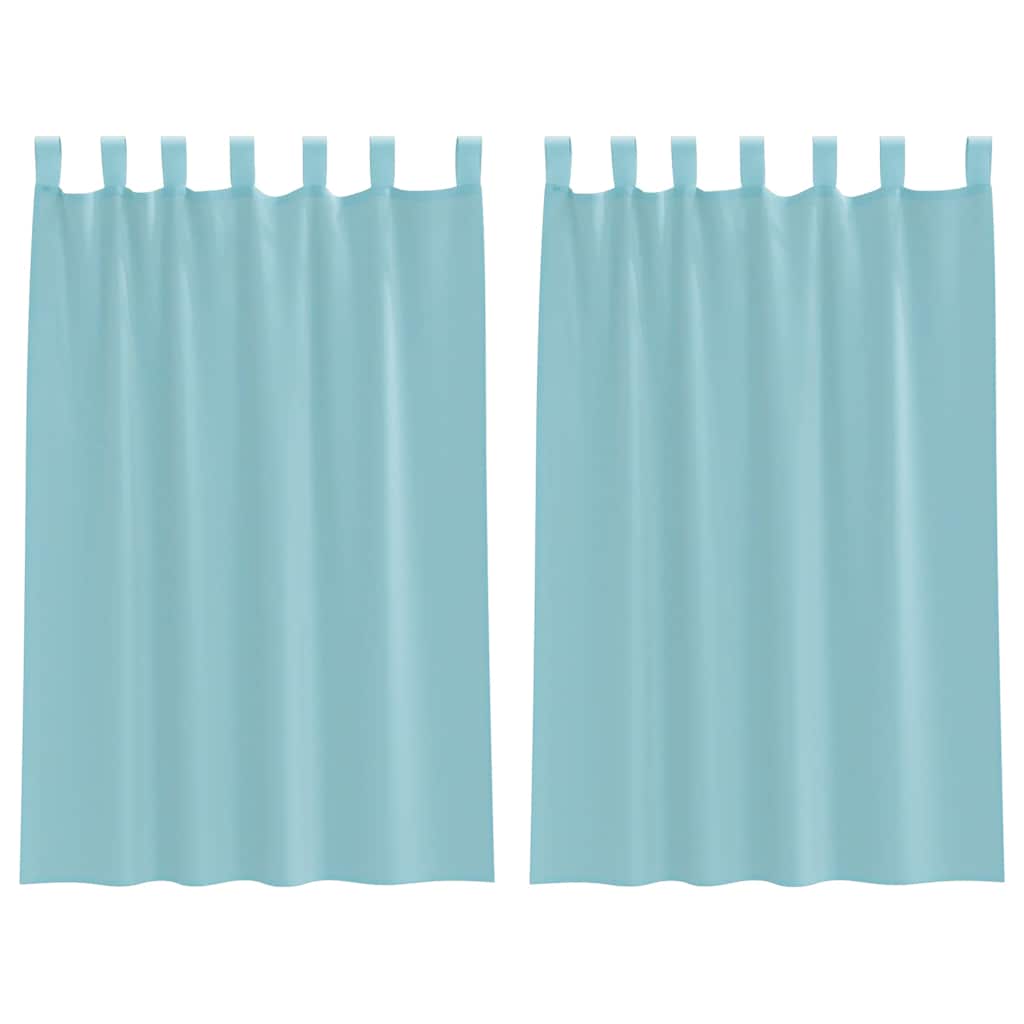 Voile gardiner med öglor 2 st, turkos 140x175 cm