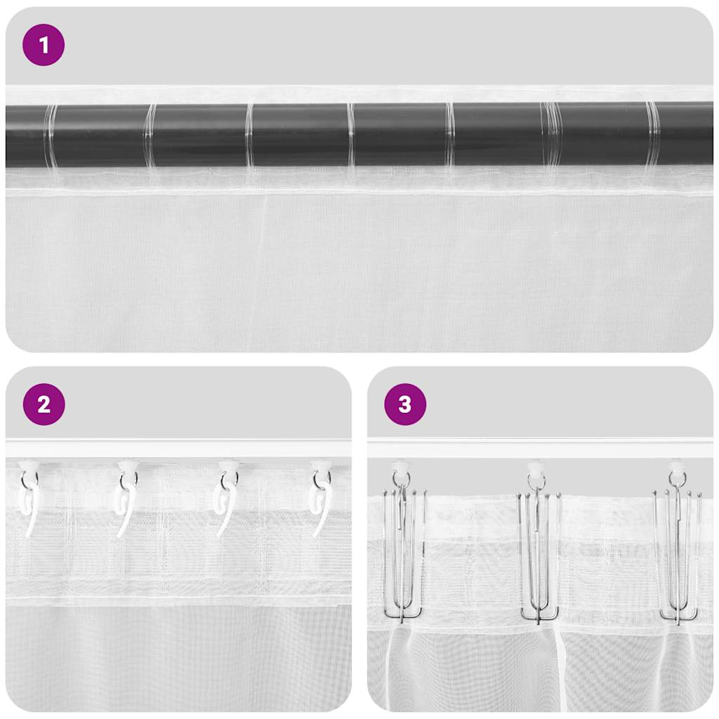 Voile gardiner med öglor 2 st vit 140x225 cm