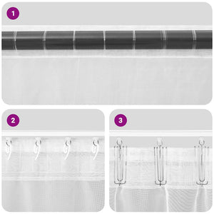 Voile gardiner med öglor 2 st vit 140x225 cm