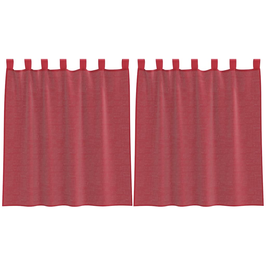 Voile gardiner med öglor 2 st vinröd 140x140 cm