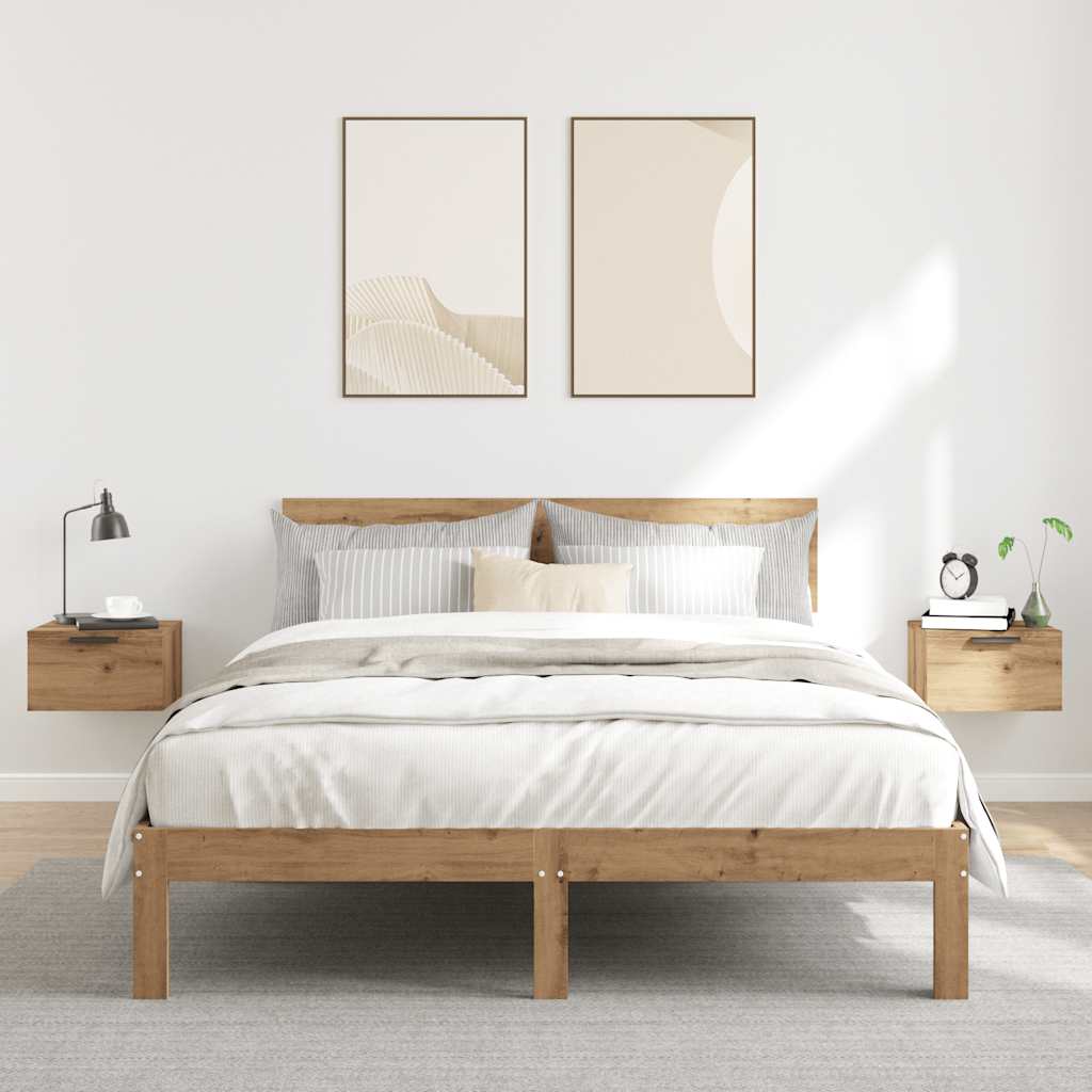 Väggmonterat sängbord 2 st artisan ek 34x30x20 cm