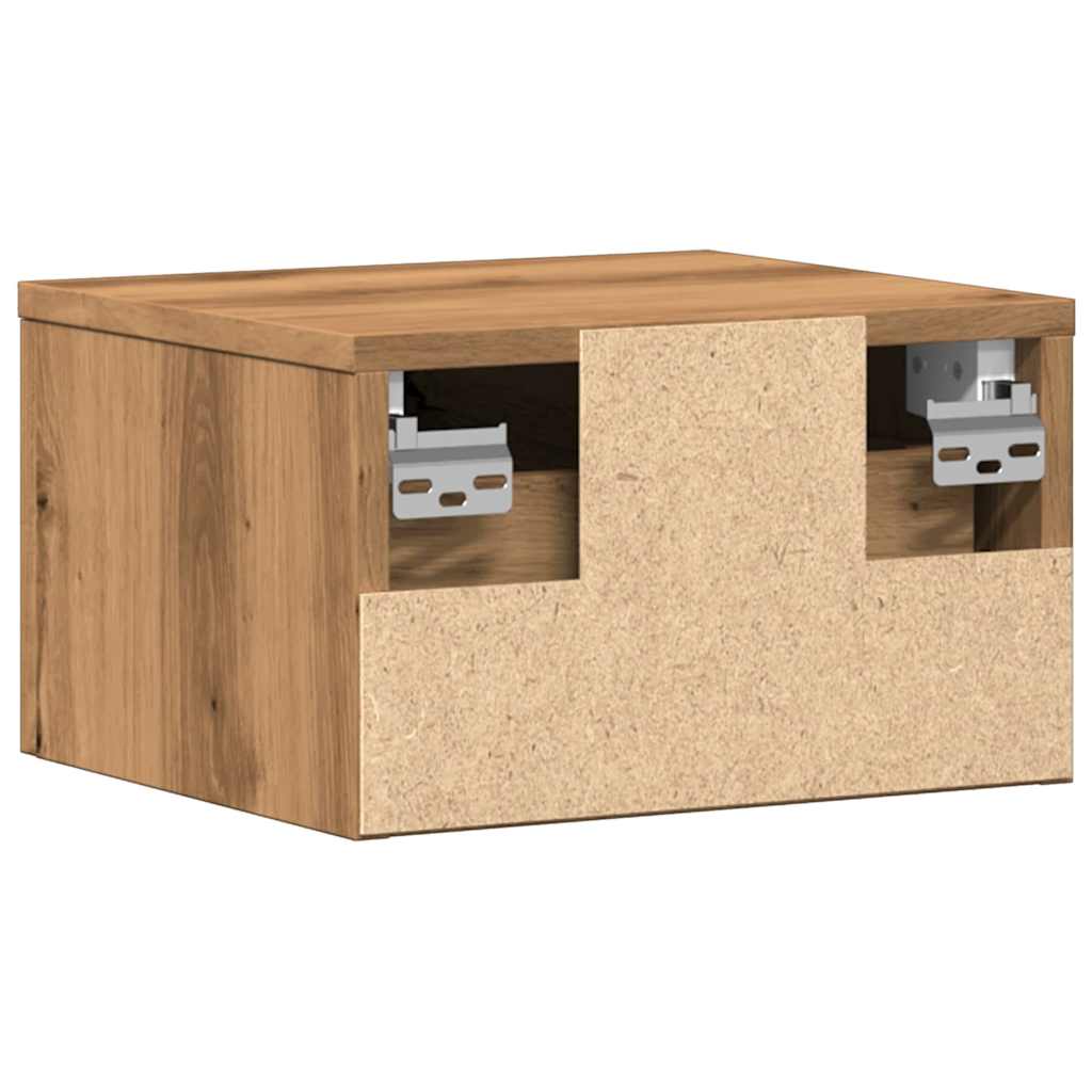 Väggmonterat sängbord 2 st artisan ek 34x30x20 cm