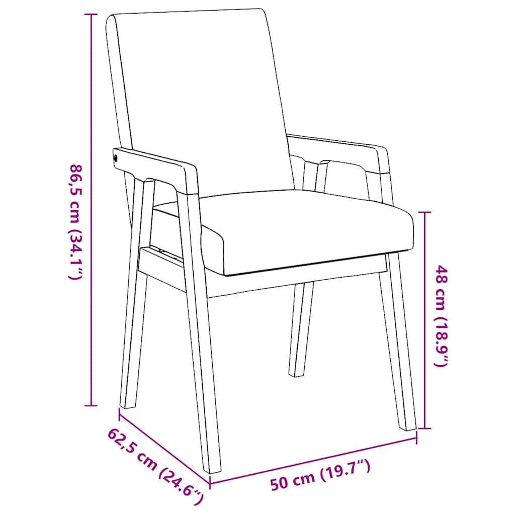 Matstolar med dynor 2 st massivt trä gummi