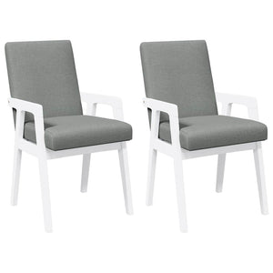 Matstolar med dynor 2 st, vit, massivt trä, gummi