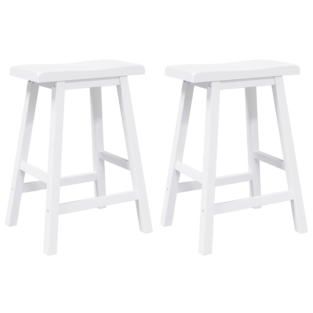 Barstolar 2 st, vit, massivt trä, gummi
