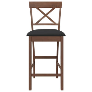 Barstolar med kuddar 2 st, brunt, massivt trä, gummi