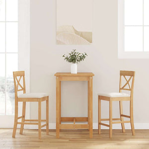 Barstolar med kuddar 2 st, naturligt, massivt trä, gummi