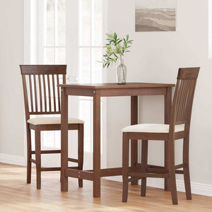 Barstolar med kuddar 2 st, brunt, massivt trä, gummi