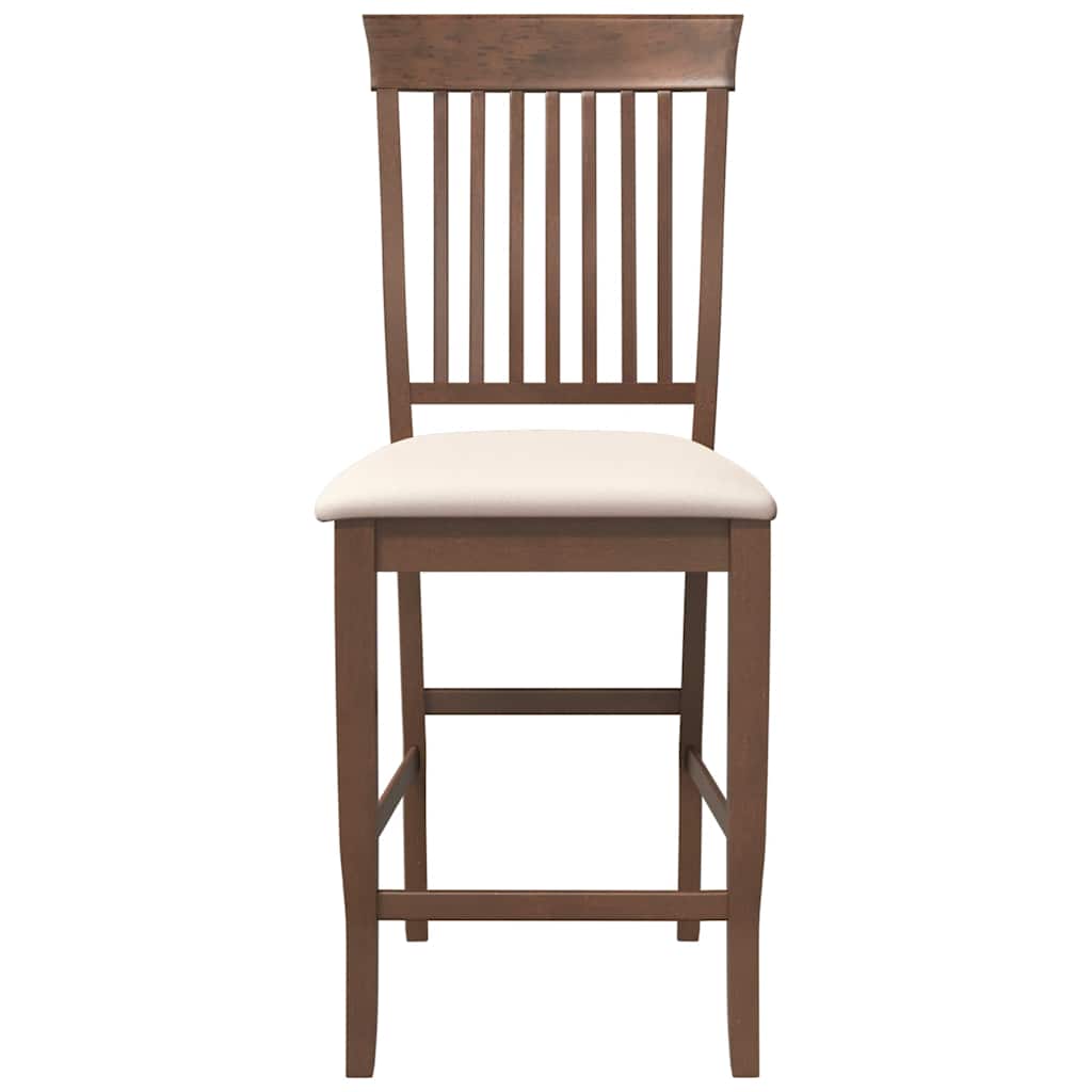 Barstolar med kuddar 2 st, brunt, massivt trä, gummi