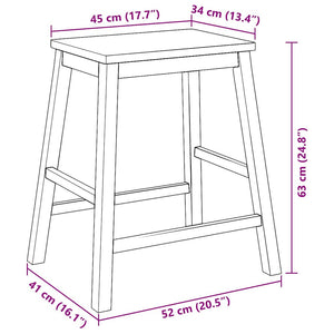 Barstolar 2 st massivt trä gummi
