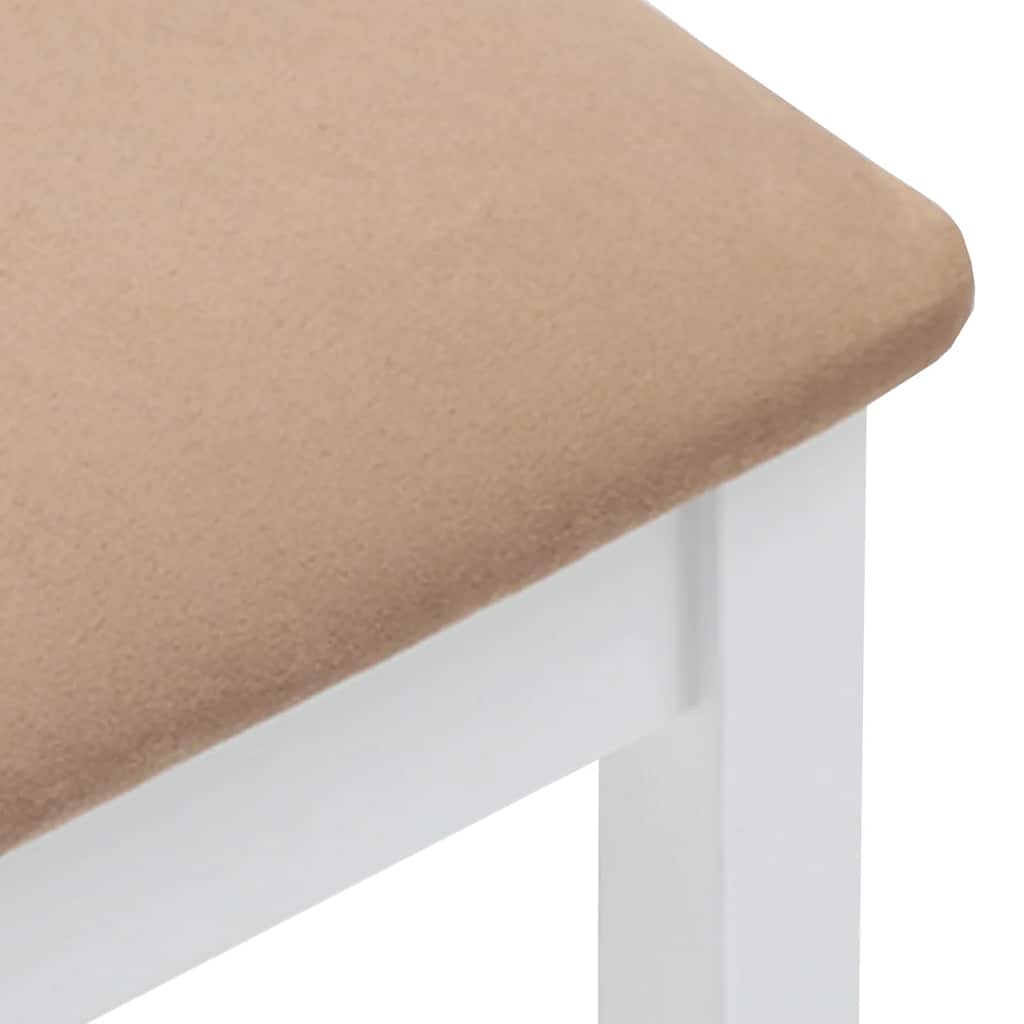 Barstolar med kuddar 2 st, vit, massivt trä, gummi