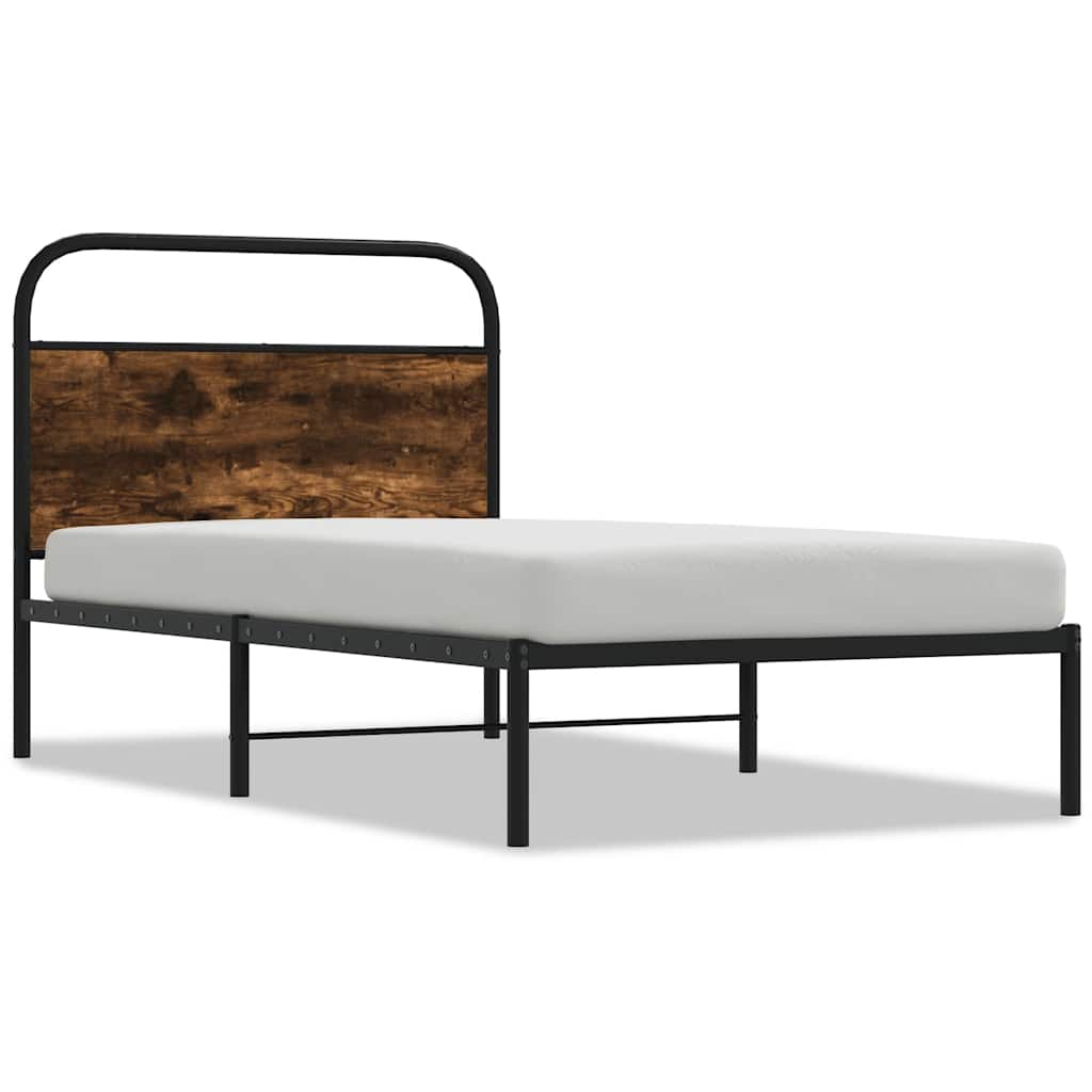 Sängram utan madrass rökfärgad ek 90x190 cm konstruerad trä