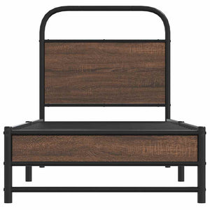 Sängram utan madrass brun ek 75x190 cm konstruerad trä