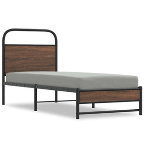 Sängram utan madrass brun ek 80x200 cm konstruerad trä