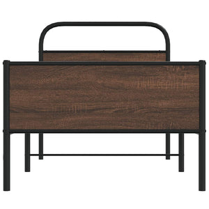 Sängram utan madrass brun ek 100x200 cm konstruerad trä