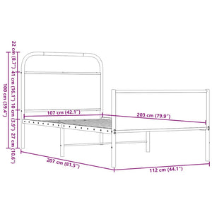 Sängram utan madrass brun ek 107x203 cm konstruerad trä