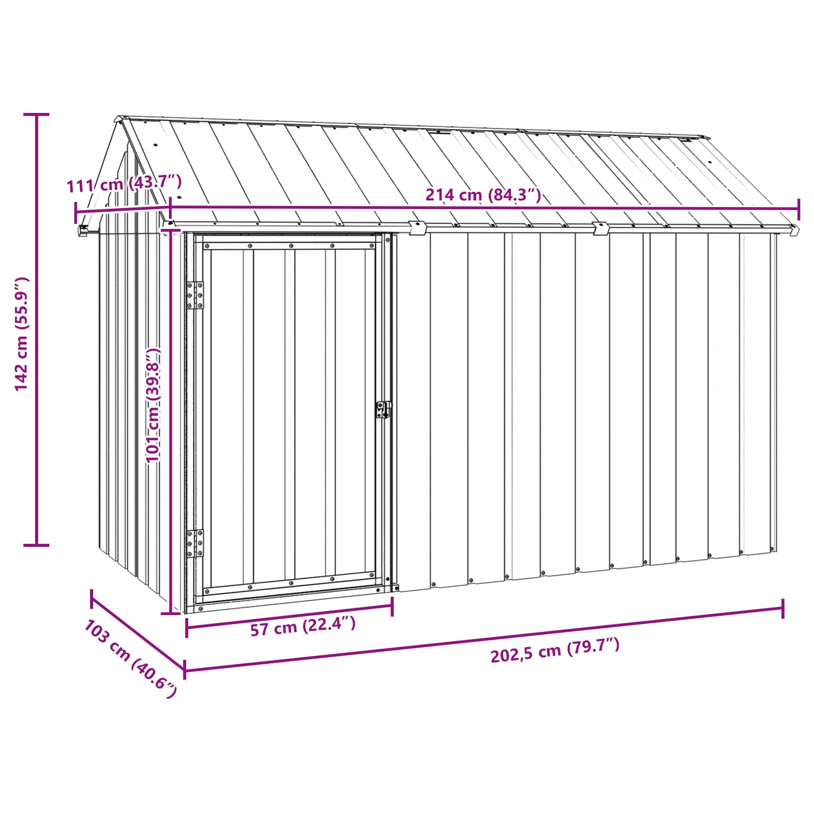 Fågelbur Antracit 215 x 112 x 141 cm Galvaniserat Stål