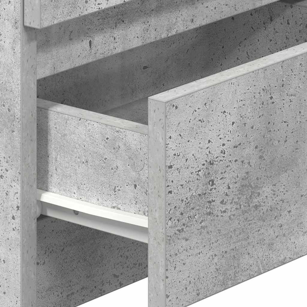 Sängbord med 2 lådor betonggrå 40x33x60 cm