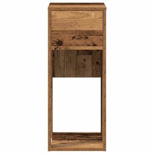 Datorstativ med låda åldrat trä 30x44x74 cm