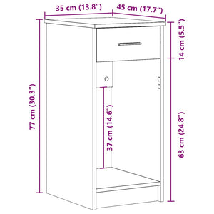 Datorstativ med låda rökfärgad ek 35x45x77 cm