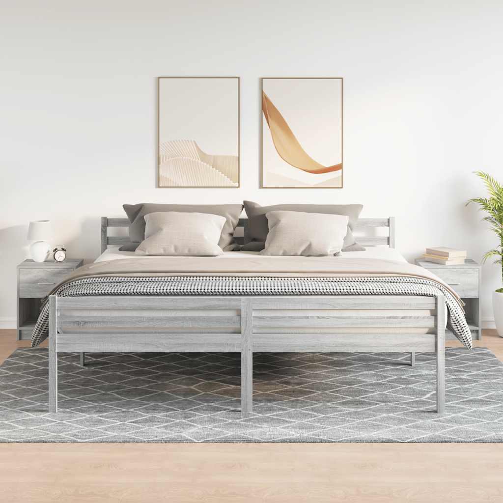 Sängbord 2 st med låda grå sonoma 40x34x50 cm